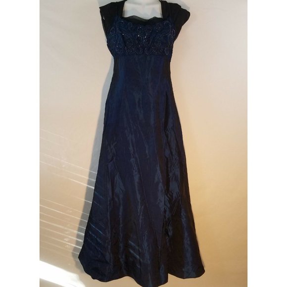 Zum Zum by Niki Livas vintage Formal Dress Size 9 Iridescent blue Modesty Beaded - Picture 2 of 9